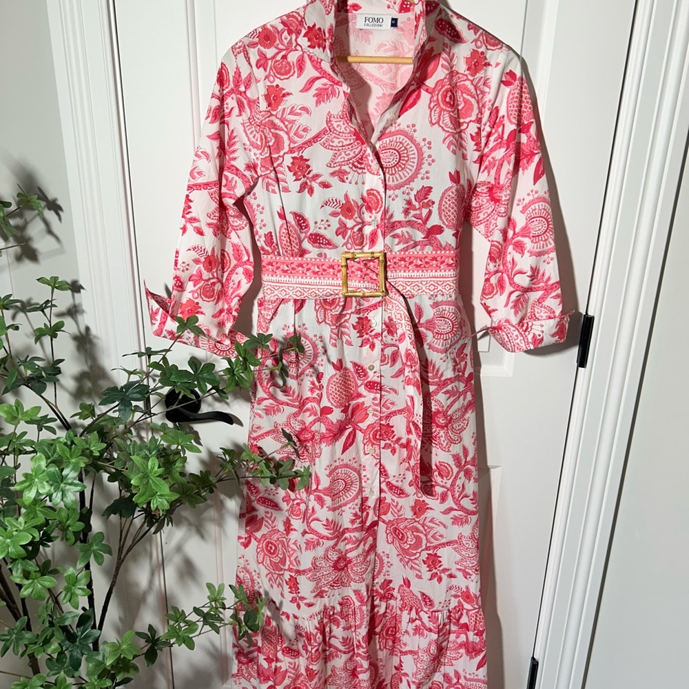FOMO Red and White Long Sleeve Dress